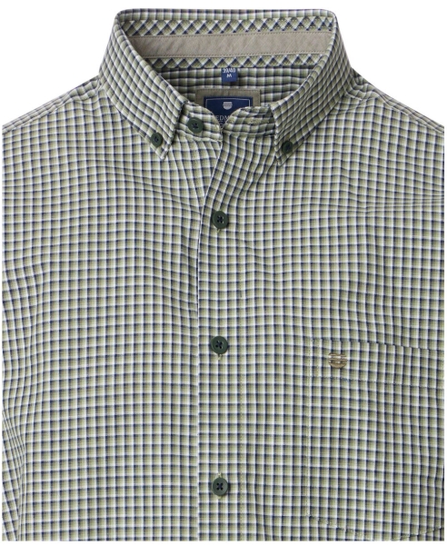 REDMOND Kurzarmhemd grün Kleinkaro Casual Comfort Fit