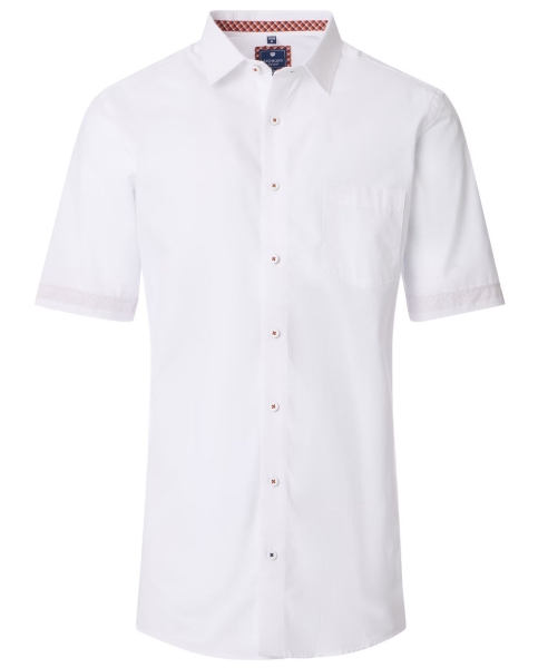 REDMOND Kurzarmhemd weiss Slubgarn Struktur Casual Comfort Fit