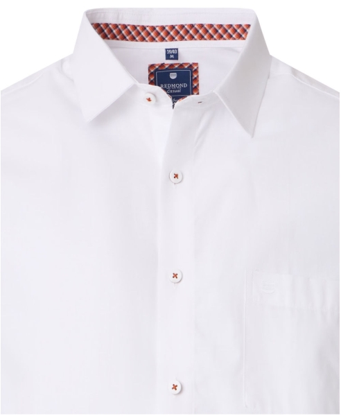 REDMOND Kurzarmhemd weiss Slubgarn Struktur Casual Comfort Fit