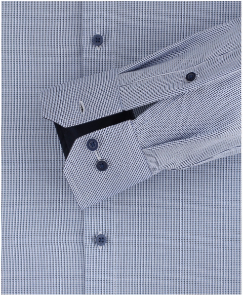 REDMOND Langarmhemd Modern Fit blau Struktur