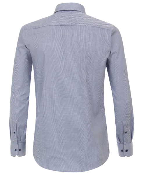 REDMOND Langarmhemd Modern Fit blau Struktur