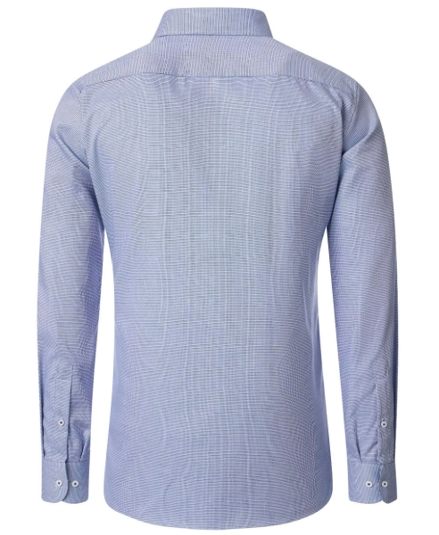 REDMOND Langarmhemd Modern Fit blau Struktur Floralpatches