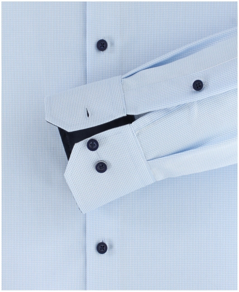 REDMOND Langarmhemd Modern Fit hellblau Struktur