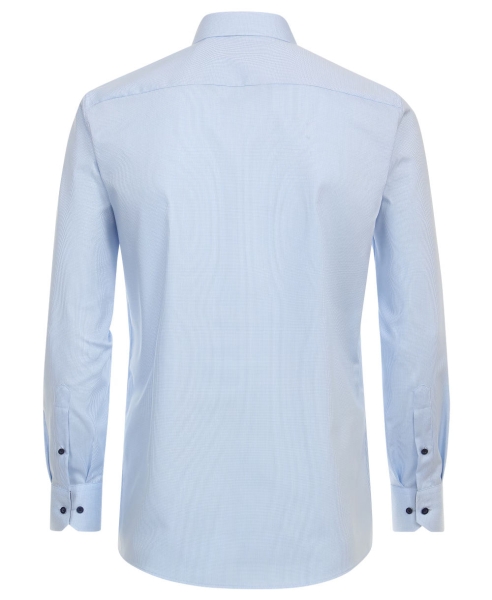 REDMOND Langarmhemd Modern Fit hellblau Struktur