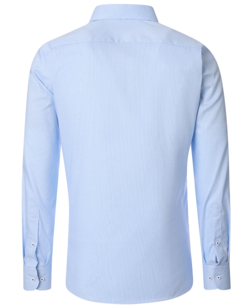 REDMOND Langarmhemd Modern Fit hellblau Struktur Floralpatches