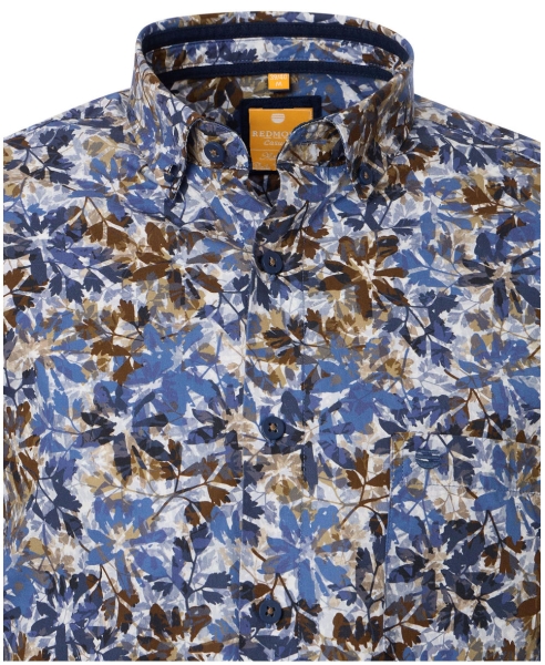 REDMOND Langarmhemd Casual Modern Fit braun multicolor Print Floral