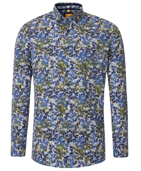 REDMOND Langarmhemd Modern Fit grün multicolor Print Floral
