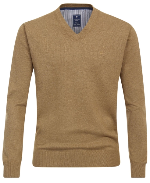 REDMOND V-Neck Pullover Comfort Fit grün terra blau beige