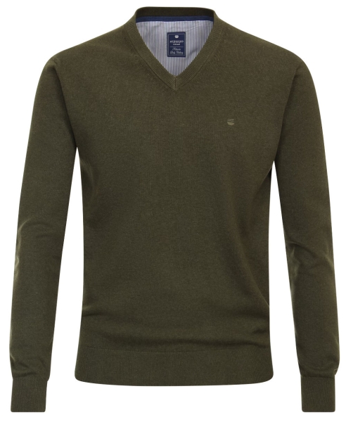 REDMOND V-Neck Pullover Comfort Fit in grün