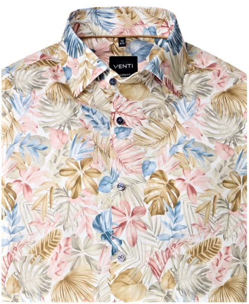 Venti Modern Fit Langarmhemd in beige multicolor Floralprint