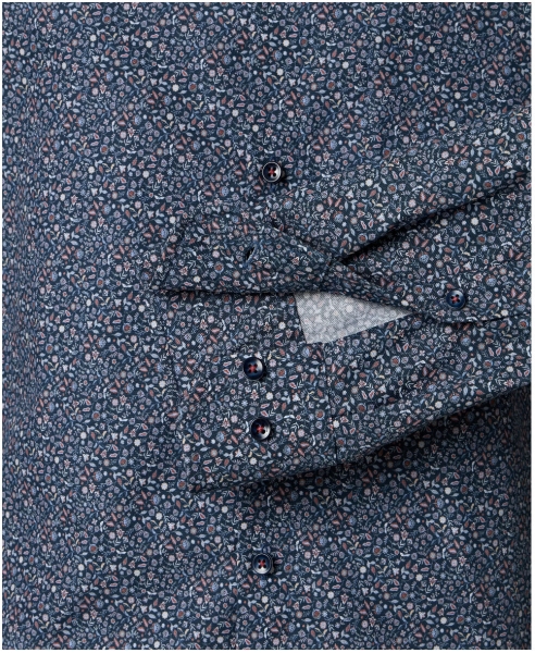 Venti Modern Fit Langarmhemd in blau multicolor Minimalprint