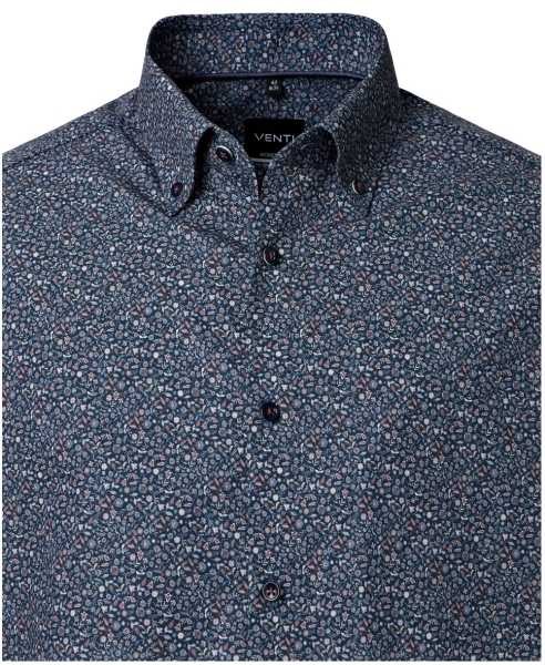 Venti Modern Fit Langarmhemd in blau multicolor Minimalprint