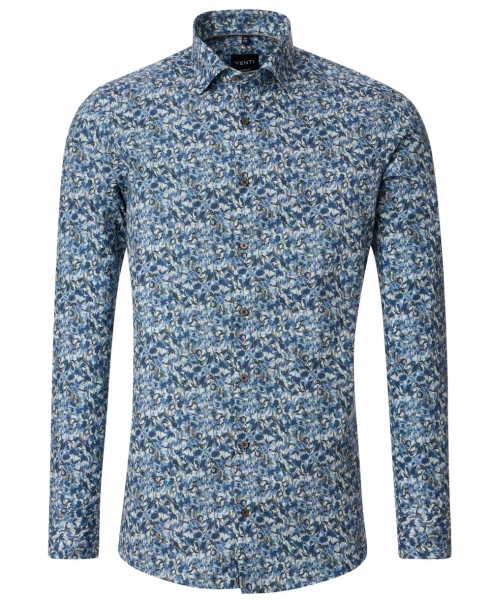 Venti Modern Fit Langarmhemd blau multicolor Natur Print