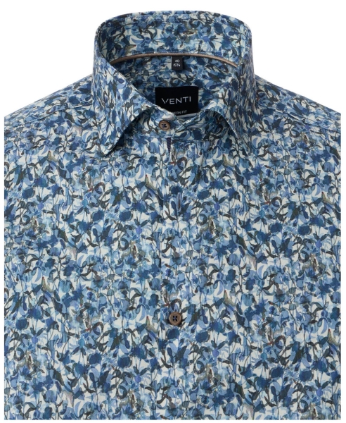 Venti Modern Fit Langarmhemd blau multicolor Natur Print