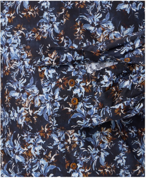 Venti Modern Fit Langarmhemd dunkelblau multicolor Floralprint