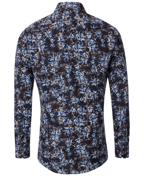 Venti Modern Fit Langarmhemd dunkelblau multicolor Floralprint