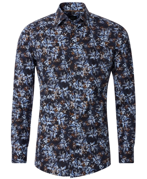 Venti Modern Fit Langarmhemd dunkelblau multicolor Floralprint