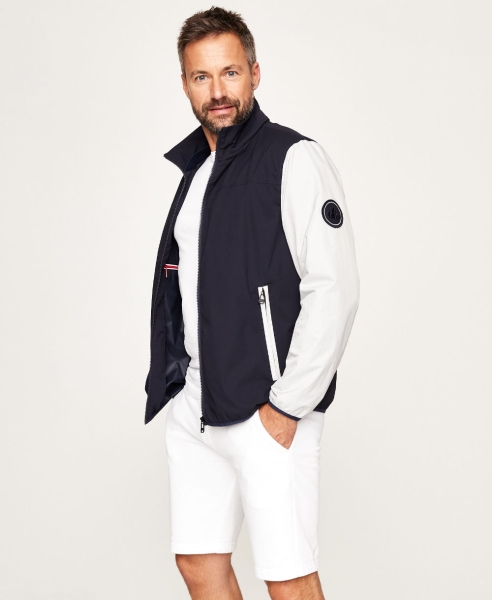 Cabano New Canadian ultraleichter Blouson Jacke mit Kapuze dunkelblau silbergrau