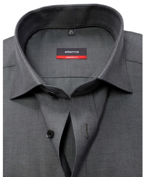 eterna Modern Fit Langarmhemd in Feinoxford dunkelgrau