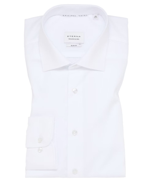eterna Slim Fit Langarmhemd Kentkragen in weiss