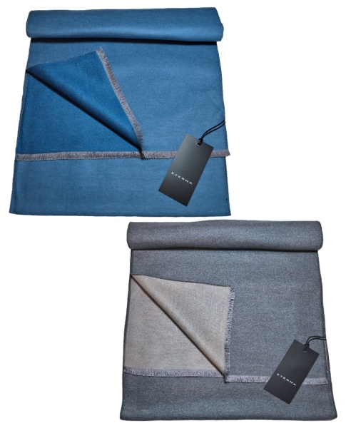 eterna exklusiver Schal Seide Zweiseitenoptik in türkis grau