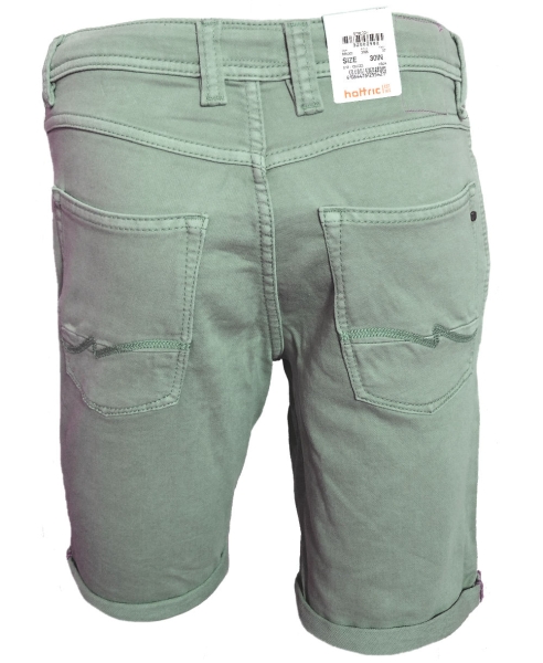 Hattric Jeans Bermuda Stretch grün Denim mit Saumumschlag