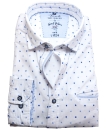Venti Slim Fit Smart Casual Langarmhemd weiß mit blauen Punkten