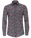 Casa Moda Casual Fit Langarmhemd dunkelblau multicolor Autoprint