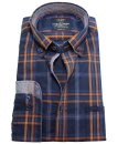 Casa Moda Freizeithemd Casual Fit Langarm in dunkelblau terra Blockkaro