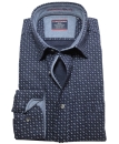 Casa Moda Freizeithemd Casual Fit Langarm Feinflanell in dunkelblau weiss Minimuster