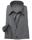 eterna Slim Fit Langarmhemd Chambray dunkelgrau mit Patches